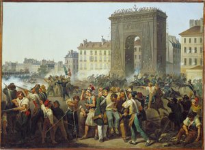 Strider vid stadsporten i St Denis 28 juli ... av Hippolyte Lecomte