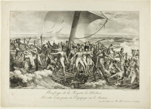 Skeppsbrott av fregatten Medusa. Revolt av några av besättningen på flotten av Hippolyte Lecomte