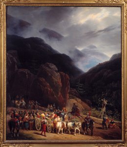 Återkomsten av slaget vid Marignan Armees av Francois I som återvände från Marignan (Maregnano) den 14/09/1515. Målning av Hippolyte Lecomte (1781-1857) 1829 Sön. 0,54x0,65 m Bourg En Bresse. Brou Museum av Hippolyte Lecomte