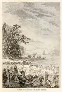 Band av hinduer av båda könen, från Around the World in Eighty Days av Jules Verne (1828-1905), 1873 av Hippolyte Leon after Benett