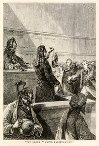 Mina skor!, ropade Passepartout, från Jorden runt på åttio dagar av Jules Verne (1828-1905), graverad av Adolphe François Pannemaker (1822-1900), 1873