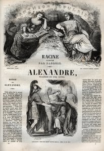 Alexander den store tragedi i fem akter - gravyr i "" Verk av Jean Racine"" illustrerad av Pauquet och notis av Emile de La Bedolliere - 1851