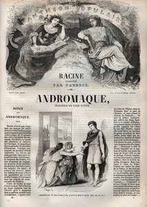 Andromaque tragedi i fem akter - gravyr i "" Oeuvres de Jean Racine"" illustrerad av Pauquet och notis av Emile de La Bedolliere - 1851