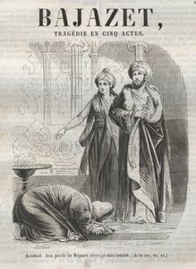 Bajazet-tragedi i fem akter av Jean Racine graverad i "" Oeuvres de Jean Racine"" illustrerad av Pauquet och notis av Emile de La Bedolliere - 1851