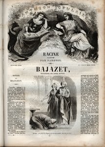 Bajazet-tragedi i fem akter av Jean Racine graverad i "" Oeuvres de Jean Racine"" illustrerad av Pauquet och notis av Emile de La Bedolliere - 1851
