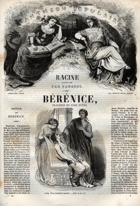 Berenice-tragedi i fem akter - gravering i "" Verk av Jean Racine"" illustrerad av Pauquet och notis av Emile de La Bedolliere - 1851