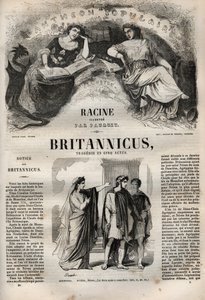 Britannicus tragedi i fem akter - gravering i "" verk av Jean Racine"" illustrerad av Pauquet och notis av Emile de La Bedolliere - 1851
