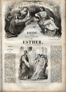 Illustration för "Esther" av Jean Racine - gravyr i "" Works of Jean Racine"" illustrerad av Pauquet och notis av Emile de La Bedolliere - 1851 av Hippolyte Louis Pauquet