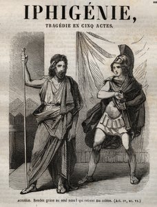 Iphigenie tragedi av Jean Racine - gravyr i "" Oeuvres de Jean Racine"" illustrerad av Pauquet och notis av Emile de La Bedolliere - 1851