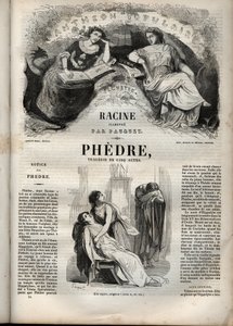 Phedre, av Jean Racine (1639-1699 - gravyr i "" verk av Jean Racine"" illustrerad av Pauquet och notis av Emile de La Bedolliere - 1851