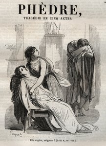 Phedre, av Jean Racine (1639-1699 - gravyr i "" verk av Jean Racine"" illustrerad av Pauquet och notis av Emile de La Bedolliere - 1851