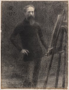 Självporträtt på staffli av Hippolyte Petitjean