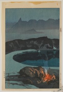 Camping på Washiha, från serien, Tolv scener i de japanska alperna, Taisho-eran av Hiroshi Yoshida