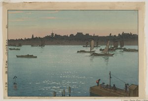 Sumida River - Afternoon, från serien, Twelve Scenes of Tokyo, Taisho-eran av Hiroshi Yoshida