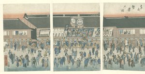 Aktivitet i östra huvudstaden Toto hanei no zu (titel på objekt) av Hiroshige (I) , Utagawa