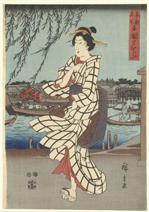 Kända platser i den östra huvudstaden: Njut av en kvällsbris vid Ryogoku-bron Toto meisho Ryogoku no yusuzumi (titel på objekt)