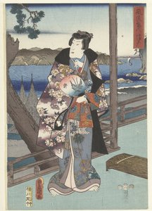 De Egante Prince Genji Tesuma Furyu Genji Suma av Hiroshige (I) , Utagawa
