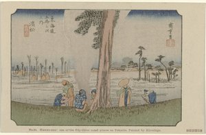 Hamamatsu Nr 30. Hawawatsu: en av de femtiotre uppmärksammade platserna på Tokaido, målad av Hiroshige De Tôkaidô van Hiroshige (serietitel) Hiroshige no fude Tôkaidô (serietitel på objekt) av Hiroshige (I) , Utagawa