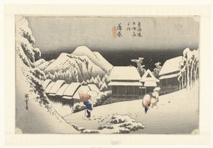 Kambara, Awon ds Hey w Kambara, Yoru no Yuki 53 s tokaido gojusan nästa hus av Hiroshige (I) , Utagawa