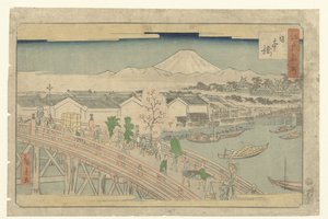 Nihonbashi (titel på objekt) Berömda platser i Edo (serietitel) Edo meisho (serietitel på objekt) av Hiroshige (II) , Utagawa