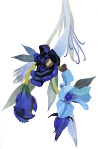 Blomma ritad med blå ton