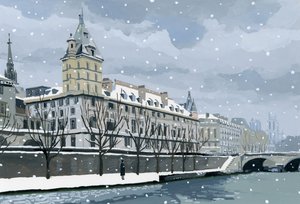 Seinen på vintern, 2015 (Gouache på papper) av Hiroyuki Izutsu