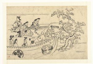 Musiksällskap under ett körsbärsträd Cherry Blossom Viewing in Ueno (serietitel) Ueno hanami no tei (serietitel) av Hishikawa Moronobu (attributed to)