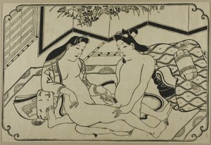 Ett blad från ett shunga-album av Hishikawa Moronobu
