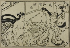 Ett blad från ett shunga-album av Hishikawa Moronobu