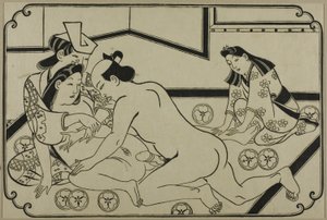 Ett blad från ett shunga-album av Hishikawa Moronobu