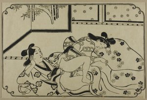 Ett blad från ett shunga-album av Hishikawa Moronobu