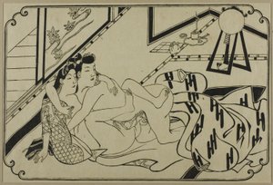 Ett blad från ett shunga-album av Hishikawa Moronobu