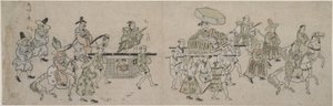 Koreanska ambassadparaden av Hishikawa Moronobu