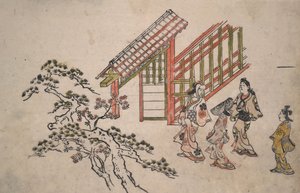 Nära den nya Yoshiwara-porten av Hishikawa Moronobu