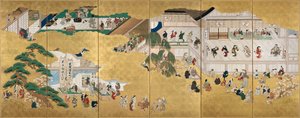 Scener från Nakamura kabukiteatern av Hishikawa Moronobu