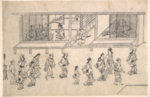 Gatuscen i Yoshiwara av Hishikawa Moronobu
