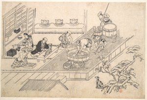 Köket i en Joroya av Hishikawa Moronobu