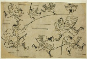 Tengu-kungen tränar sina elever av Hishikawa Moronobu