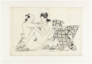 Erotisk show av Hishikawa Moroshige (attributed to)
