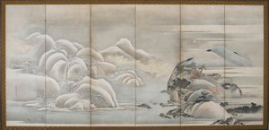 Landskap: två av de fyra årstiderna, höst och vinter, Edo-perioden, sent 1700-tidigt 1800-tal.