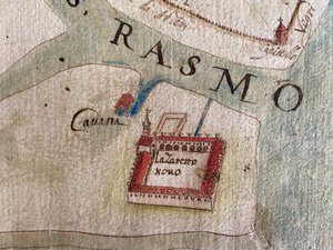 Lazzaretto Nuovo på en karta över 1600-talet. av Historical Document.
