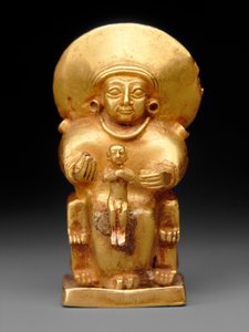 Sittande gudinna med ett barn, ca 1300 f.Kr. (guld)