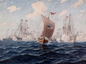 Båten Viking anländer till Chicago efter att ha korsat Atlanten av Hjalmar Johansen