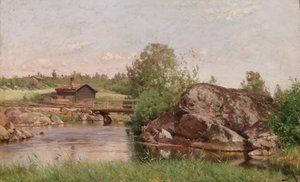 Landskap med bäck av Hjalmar Munsterhjelm