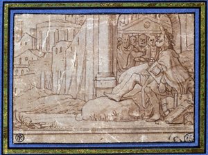 Den vise (mediterar). Teckning av Hobben. 1500-talet. av Hobben