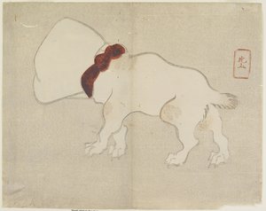(Hund med väska över huvudet), ca 1830 av Hogyoku