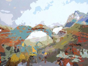 Landscape Obscura - 12, 2024 (olja på duk) av Holly Boruck