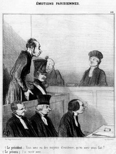 (Talmannen) Du hade ett levebröd, vad gjorde du med det? (Svaran) Jag finns med...,, serie tecknade serier om parisiska känslor av Honore Daumier (1808-1879). “Charivari” av Honoré Daumier