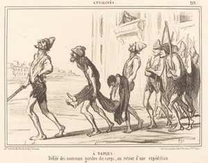 I Neapel: Parad av... livvakter... av Honoré Daumier