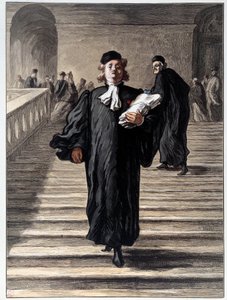 En advokat i klänning vid tingshuset. Litografi av Honore Daumier (1808-1879) 1800-talets Paris, Musee Carnavalet